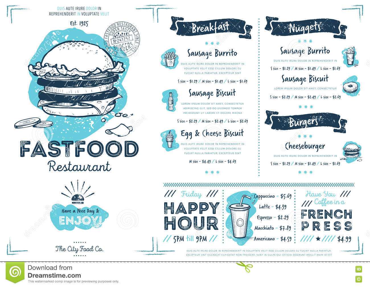 Restaurant Cafe Fast Food Menu Template Stock Vector With French Cafe Menu Template