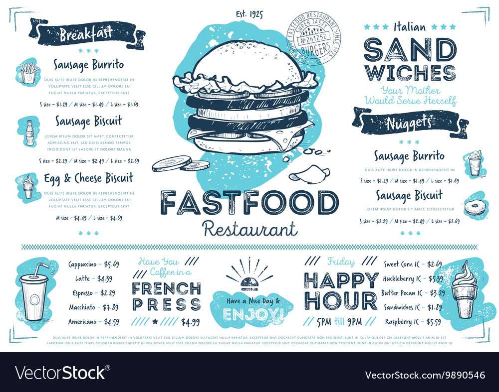 Restaurant Cafe Fast Food Menu Template Throughout French Cafe Menu Template