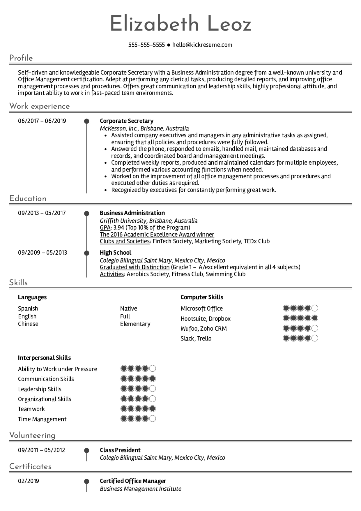 Resume Examplesreal People: Corporate Secretary Resume Pertaining To Corporate Secretary Certificate Template