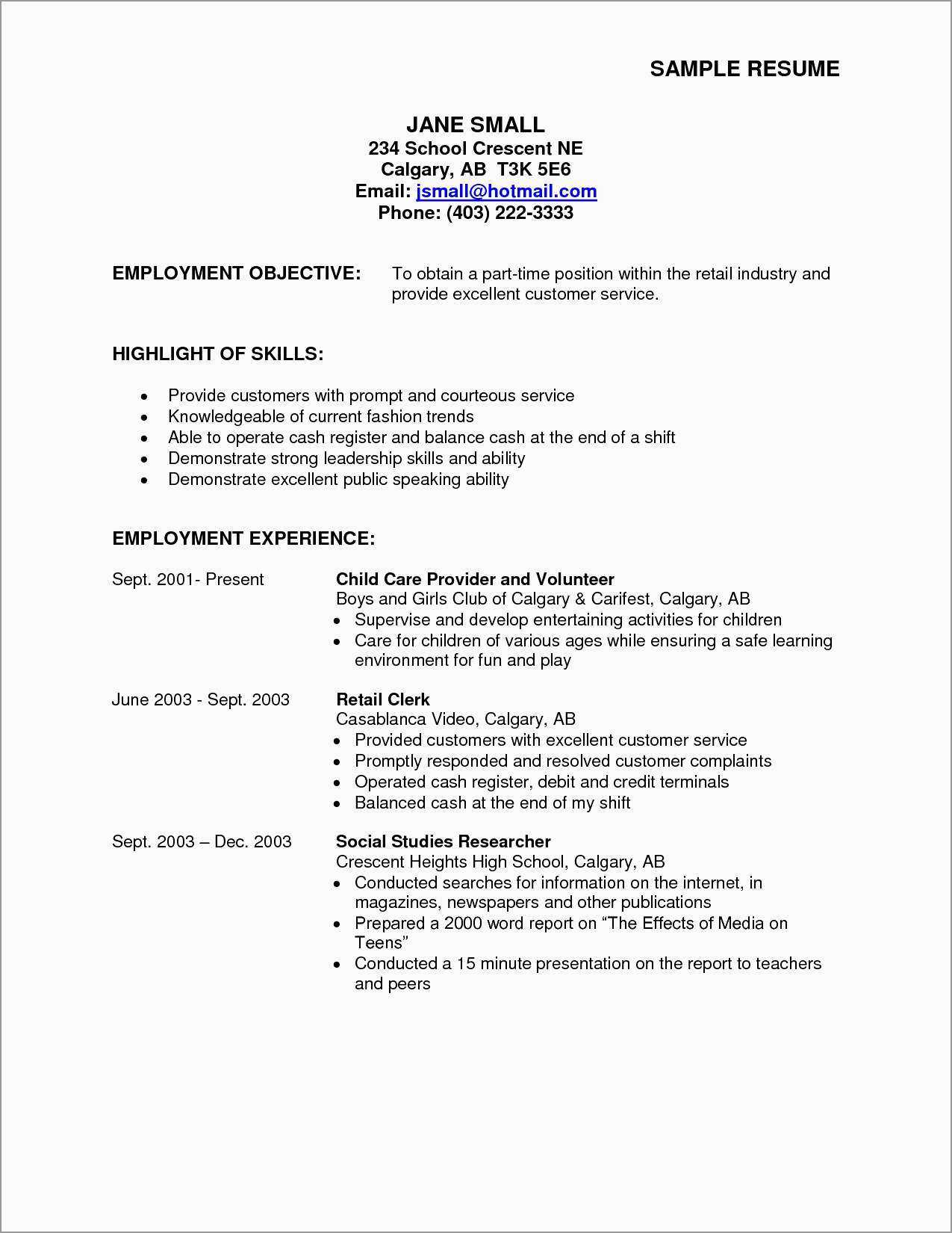 Resume ~ Part Time Job Objective Inspirational Free Resume Pertaining To First Time Resume Templates