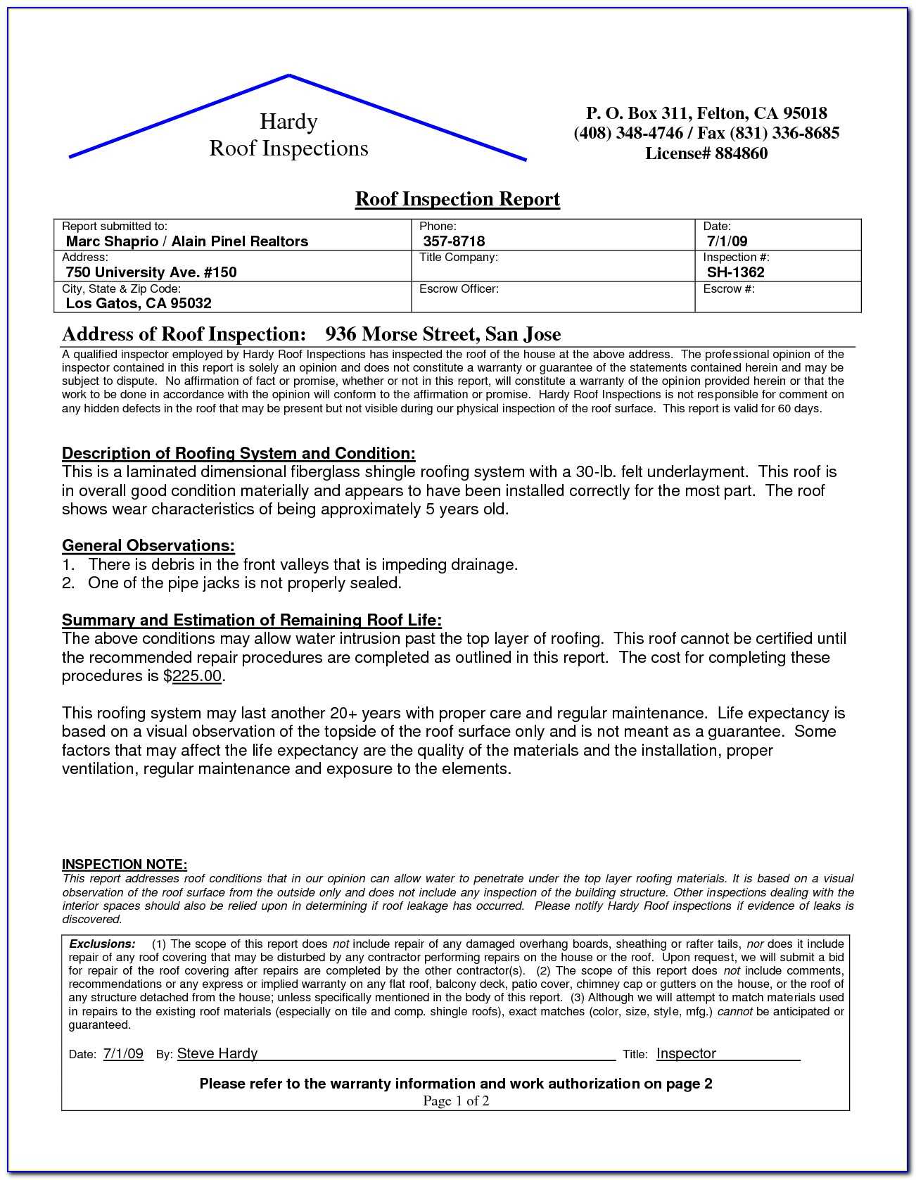 Roof Inspection Form Template – Form : Resume Examples Regarding Drainage Report Template