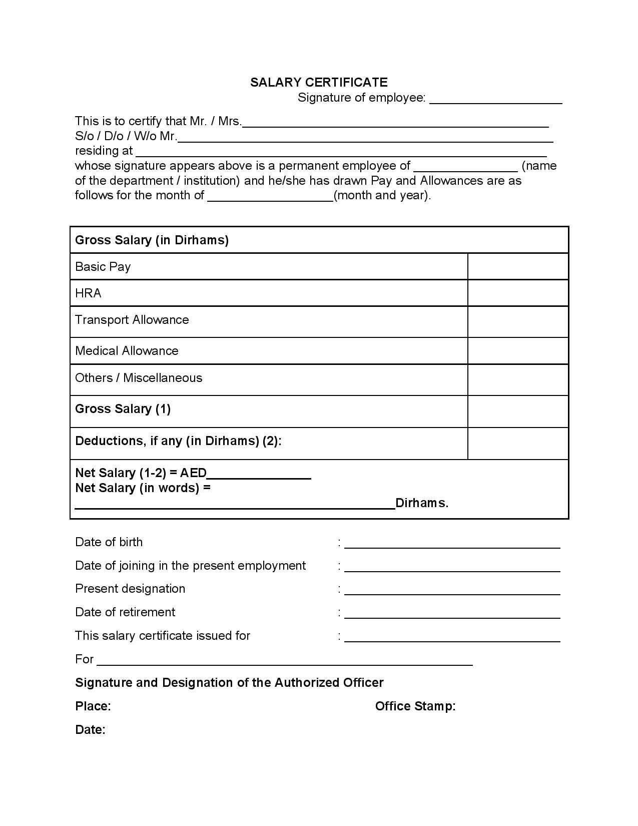 Salary Certificate In Uae Within Credit Card Payment Slip Template