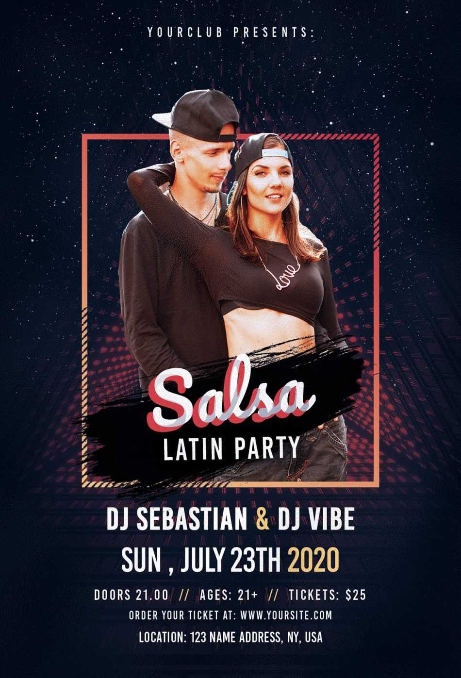 Salsa Latin Party – Free Psd Flyer Template » Free Psd Flyer Intended For Free Templates For Party Flyers
