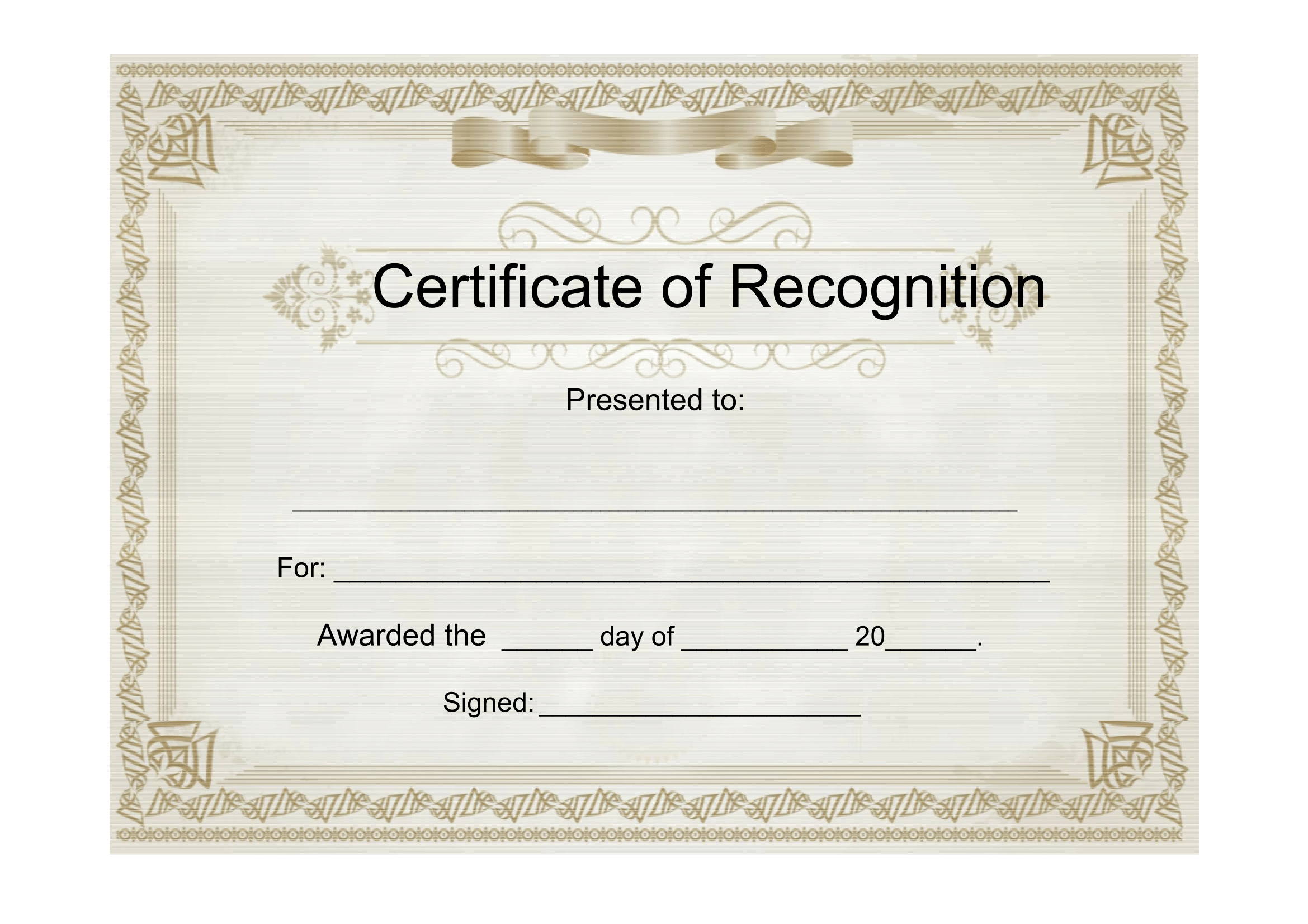 Sample Certificate Of Recognition – Free Download Template Inside Free Template For Certificate Of Recognition