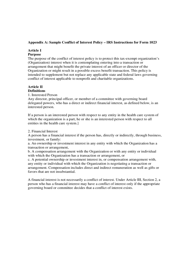 Sample Conflict Of Interest Policy Free Download Within Conflict Of Interest Policy Template