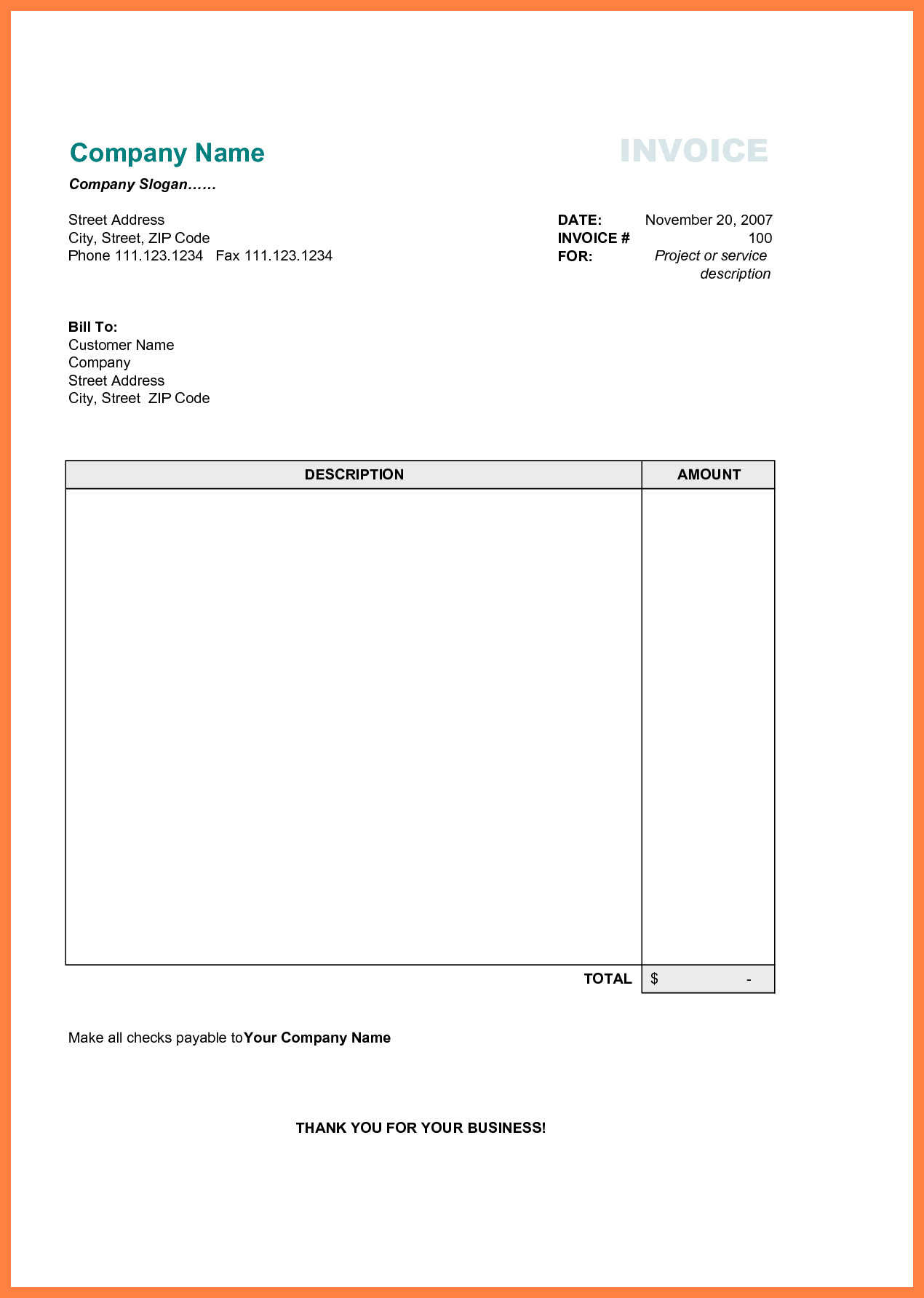 Sample Of Invoices Template Luxury Free Printable Business With Regard To Free Business Invoice Template Downloads