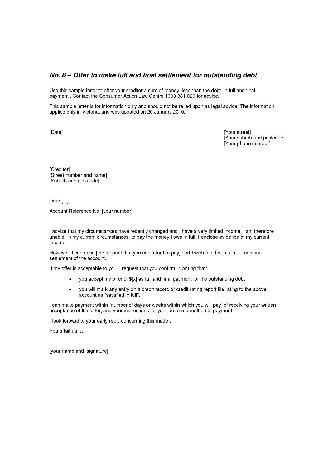 Sample Settlement Letters – Tunu.redmini.co Pertaining To Debt Negotiation Letter Template