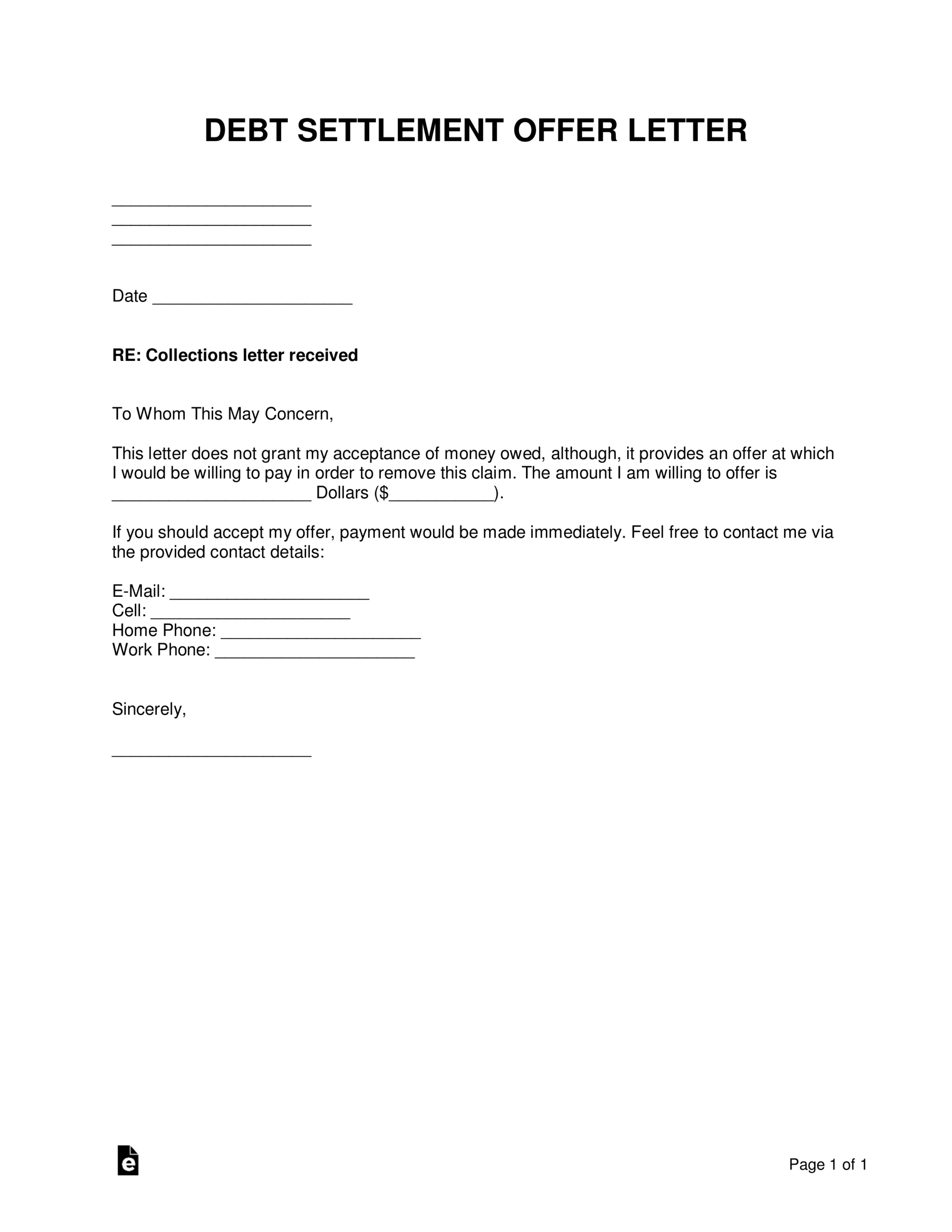 Sample Settlement Letters - Tunu.redmini.co With Debt Negotiation Letter Template