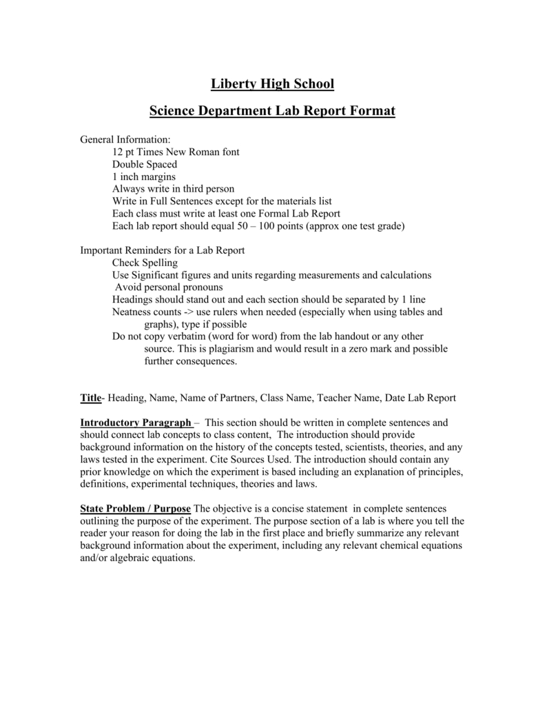 Science Report Format – Horizonconsulting.co Within Formal Lab Report Template