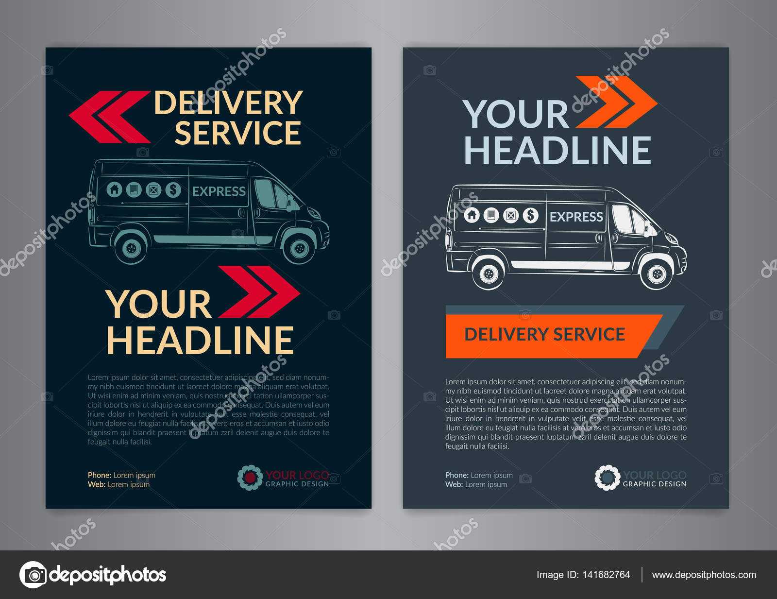 Set A4 Express Delivery Service Brochure Flyer Design Layout Regarding Delivery Flyer Template