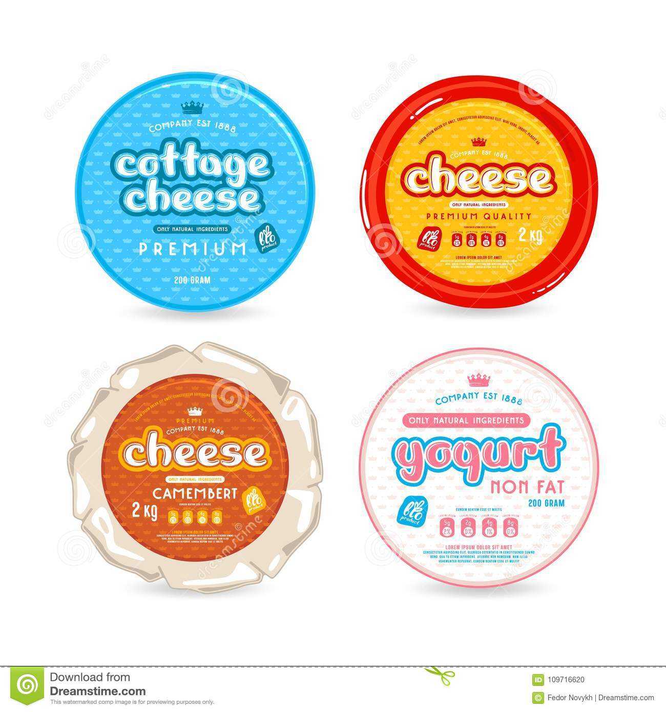 Set Of Template Label For Cheese And Yogurt Stock Vector Pertaining To Free Round Label Templates Download