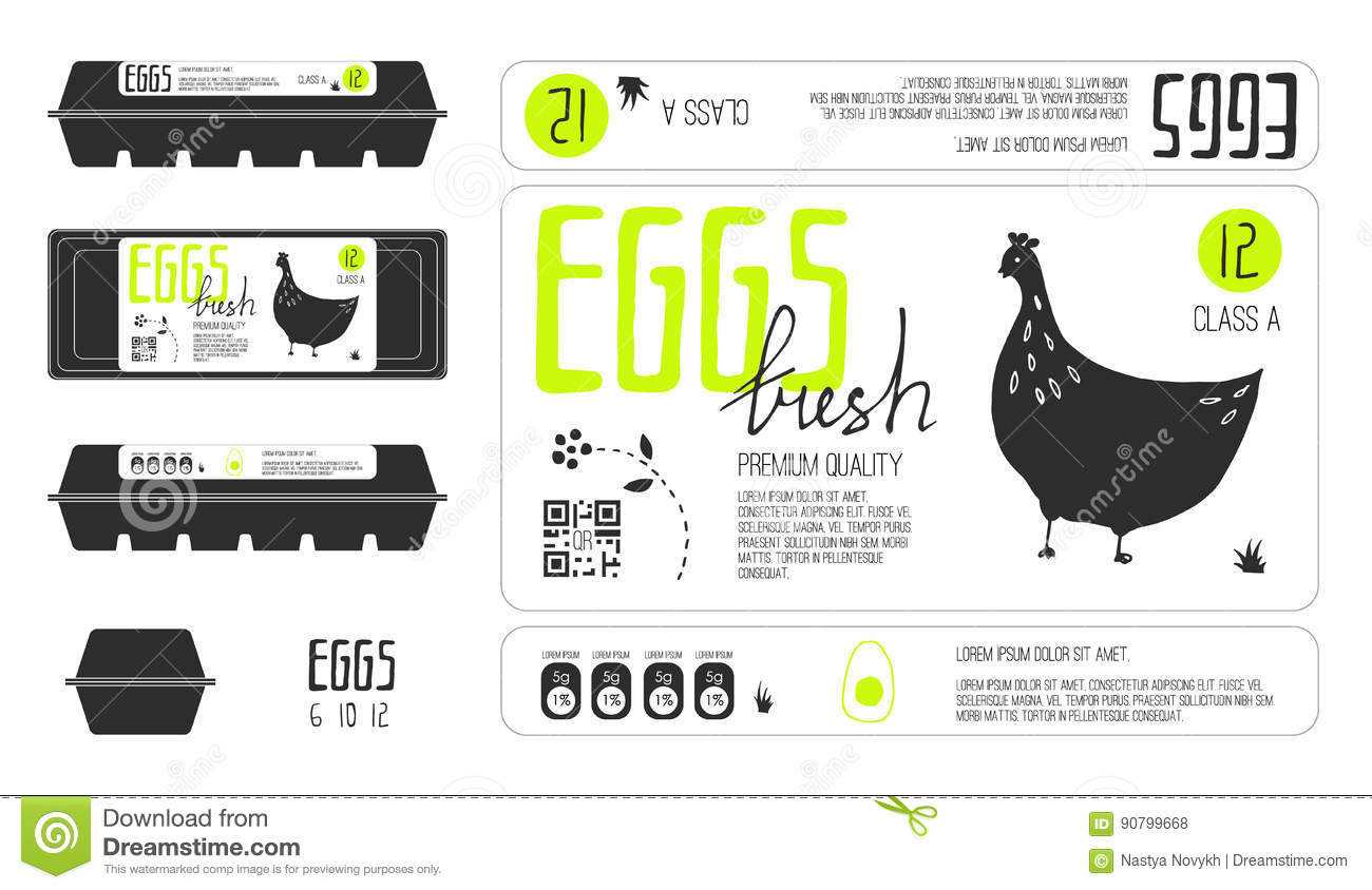 Set Of Template Labels For Egg Packaging Stock Vector With Egg Carton Labels Template