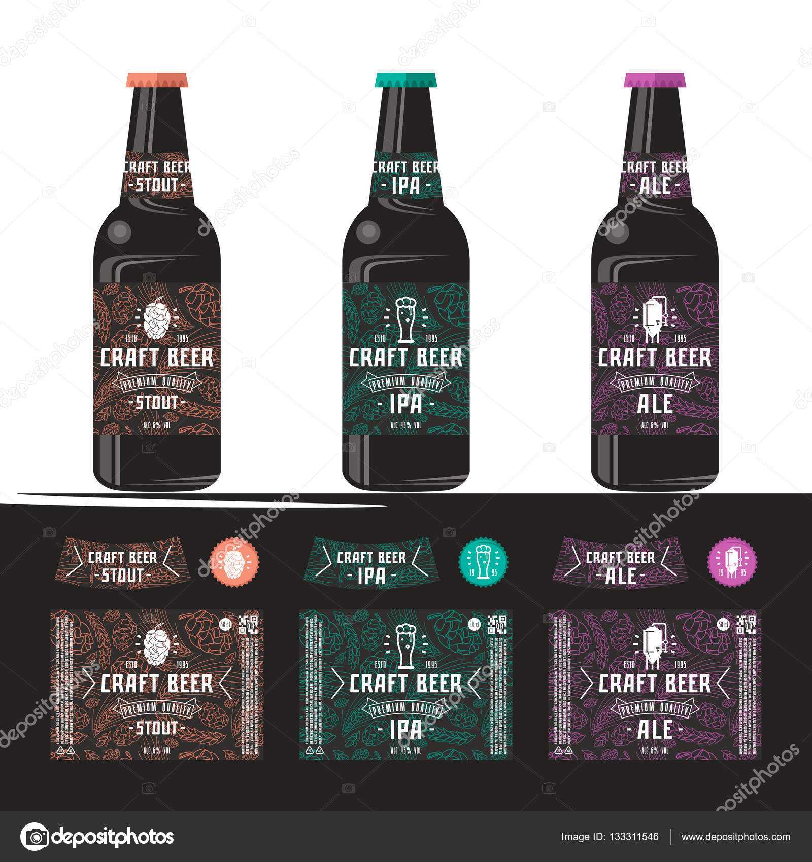 Set Of Templates Label For Craft Beer — Stock Vector Intended For Craft Label Templates