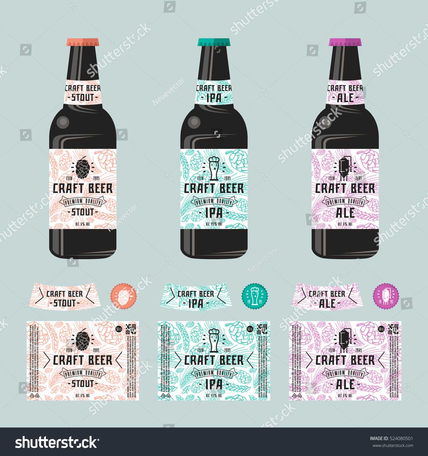 Set Templates Label Craft Beer Print Stock Vector (Royalty With Regard To Craft Label Templates