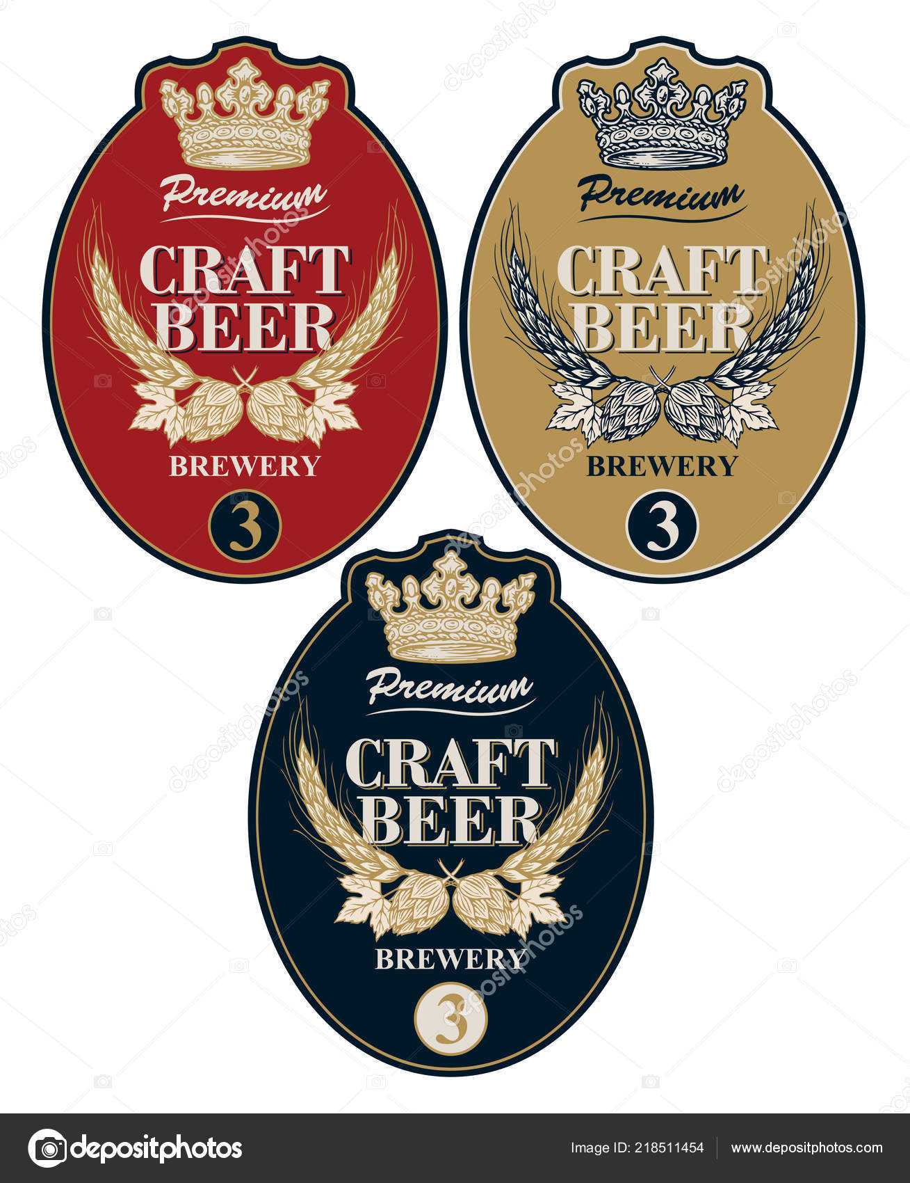 Set Three Vector Labels Craft Beer Retro Style Template Beer Inside Craft Label Templates