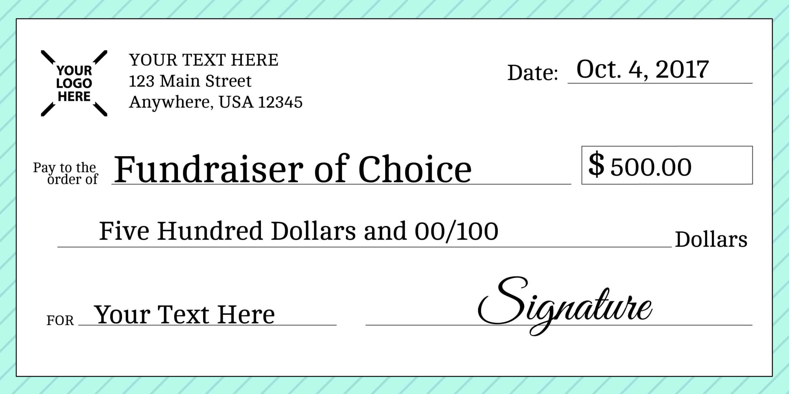 Signage 101 - Giant Check Uses And Templates | Signs Blog Throughout Customizable Blank Check Template
