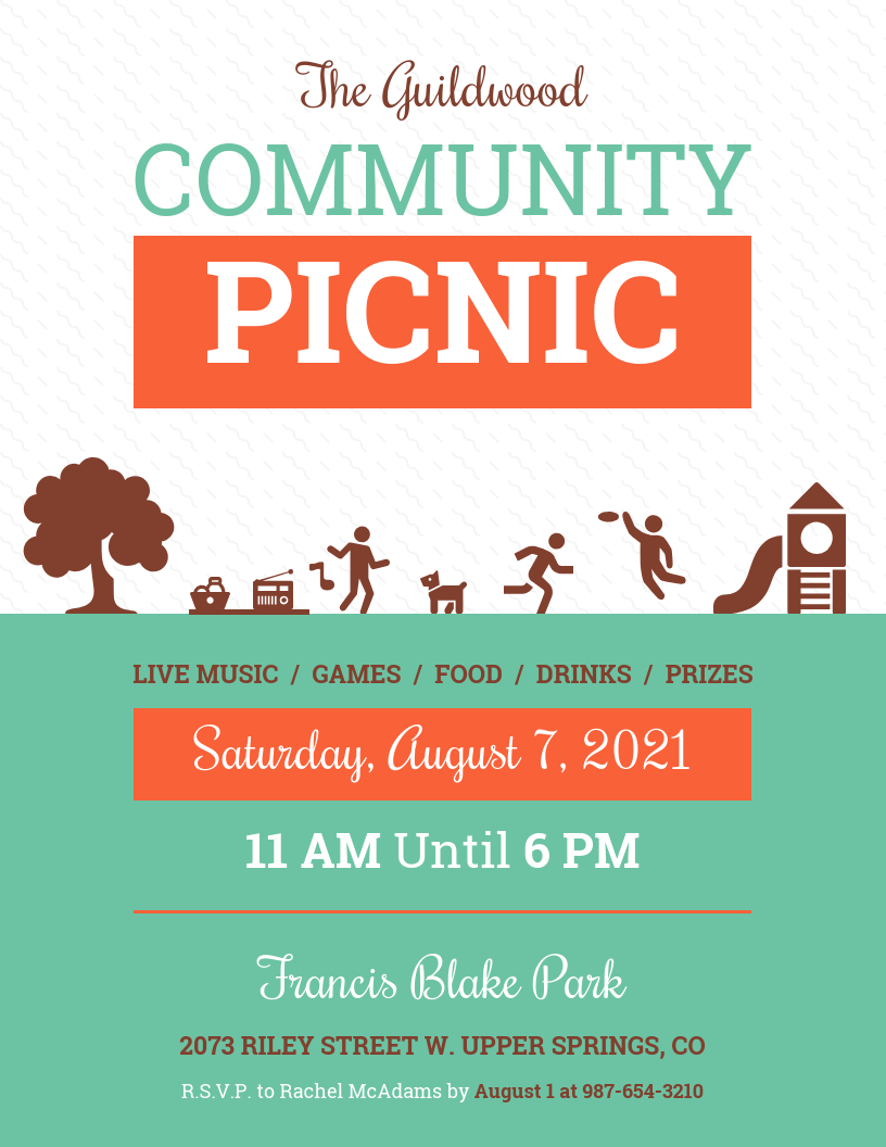 Simple Community Picnic Event Poster Template For Community Event Flyer Template