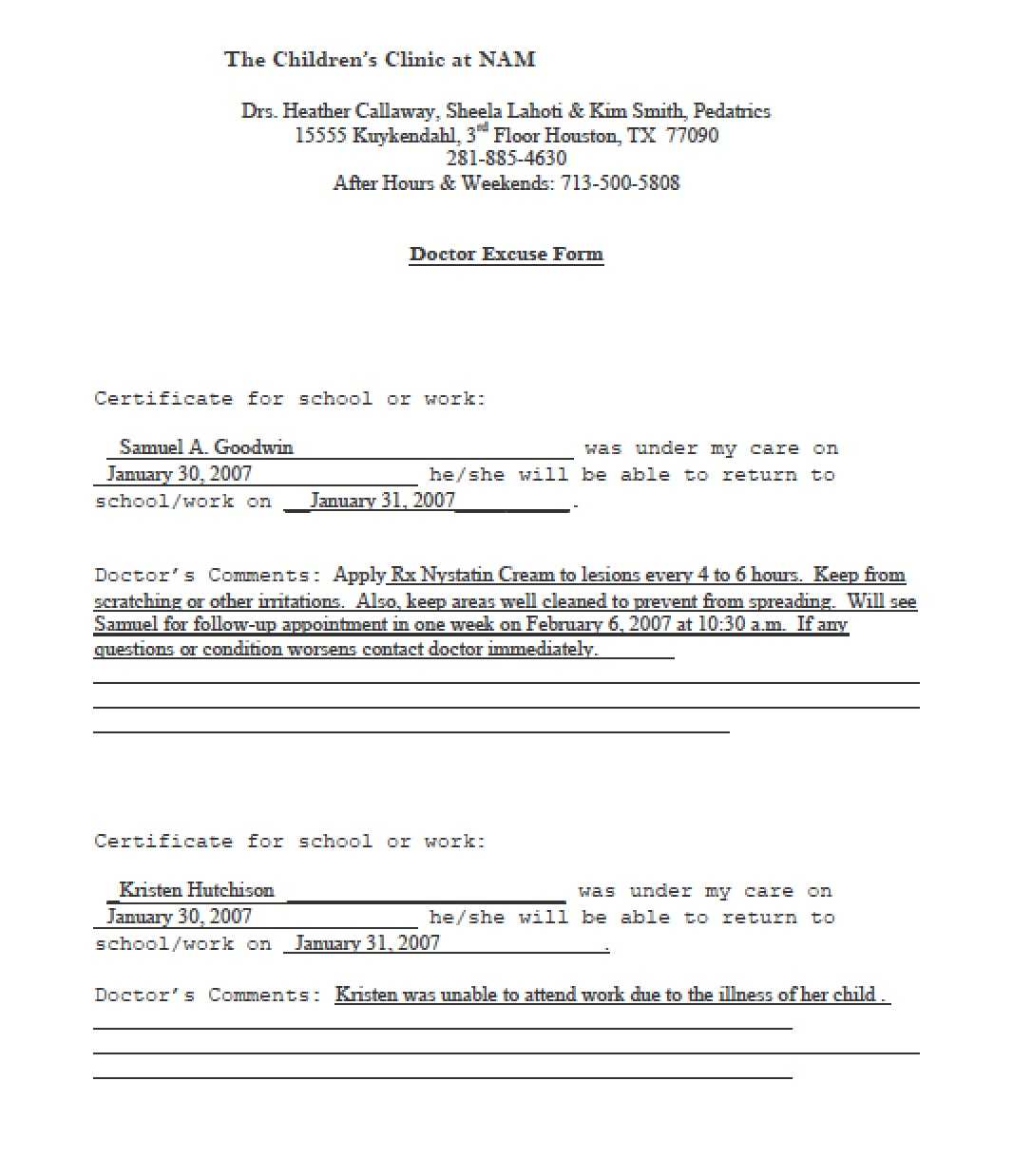 Simple Doctors Note Template Download – Download Free Office Within Doctors Note For School Template