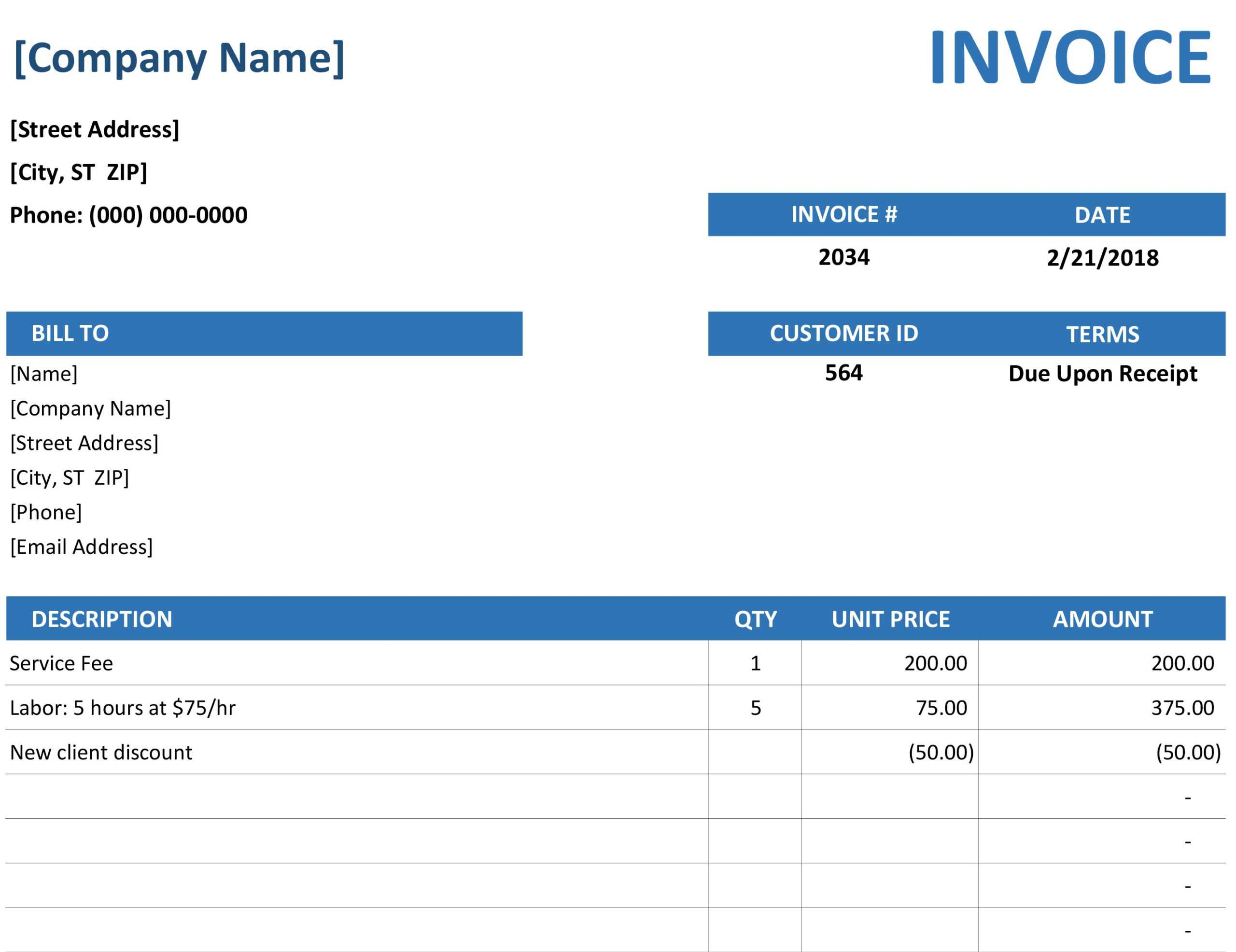 Simple Service Invoice Intended For Excel 2013 Invoice Template