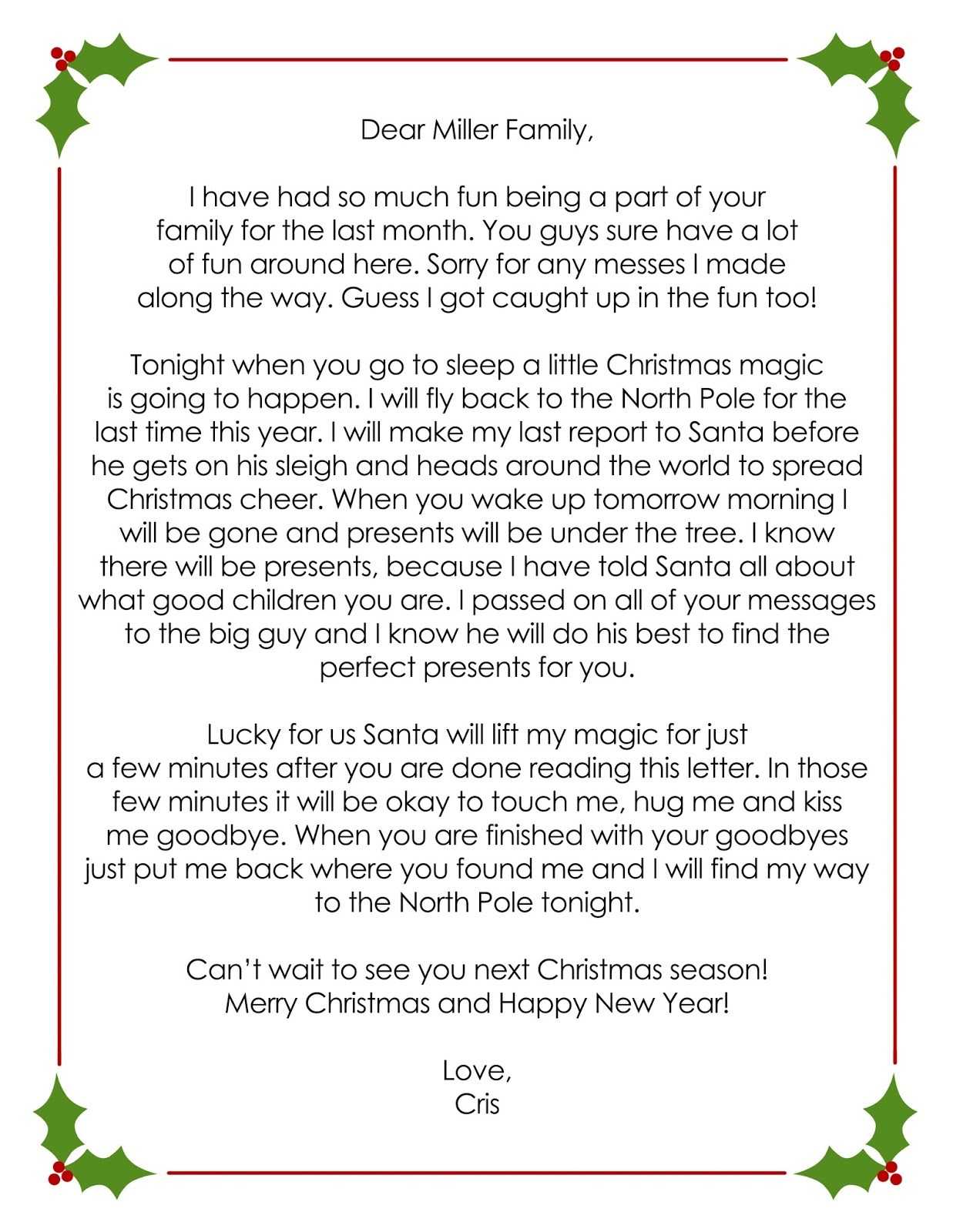 Smart Letters From Elf On The Shelf Printable | Bates\'s Website With Elf Goodbye Letter Template
