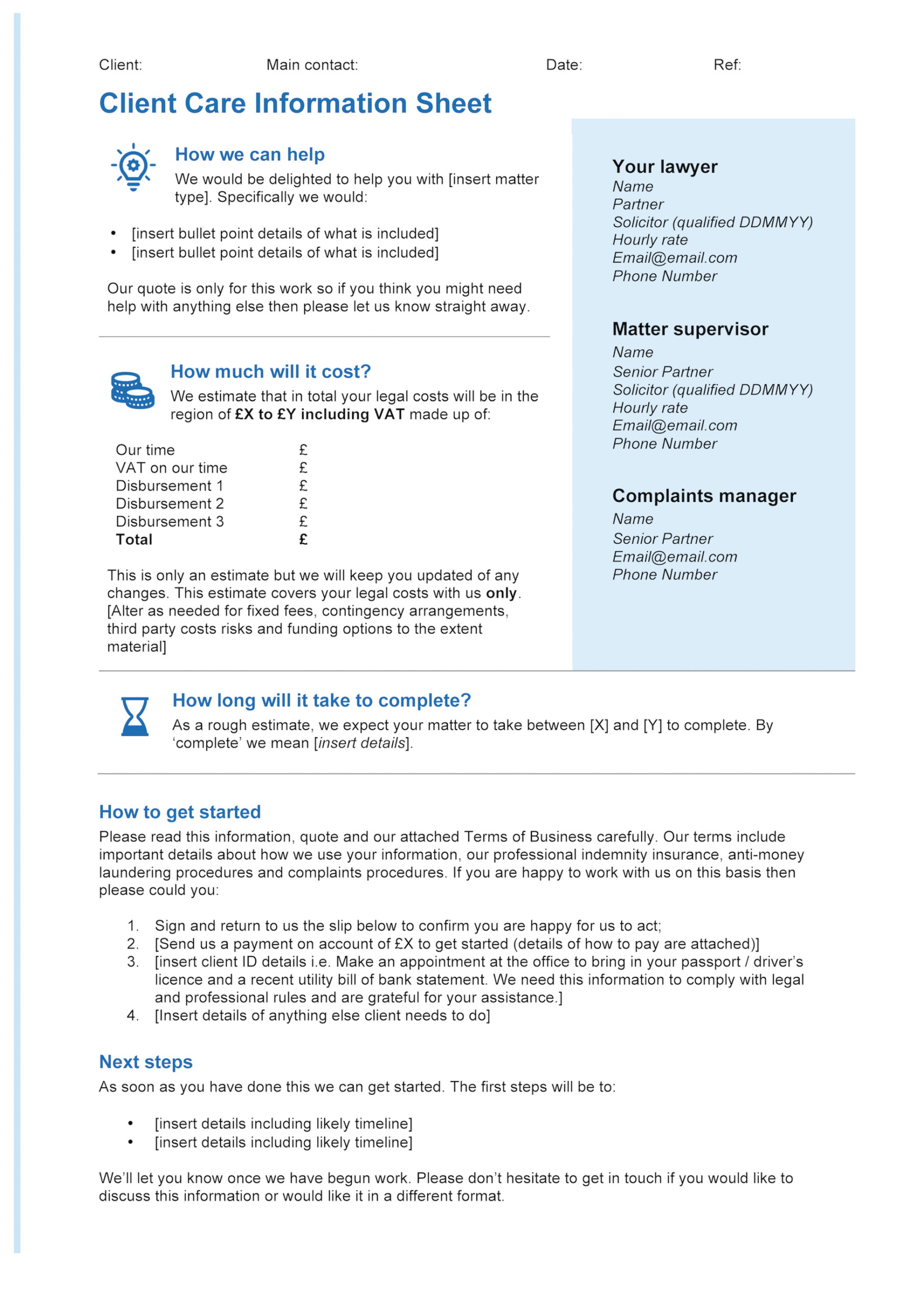 Solicitors: The Sra (Probably) Hates Your Client Care Letter With Client Care Letter Template