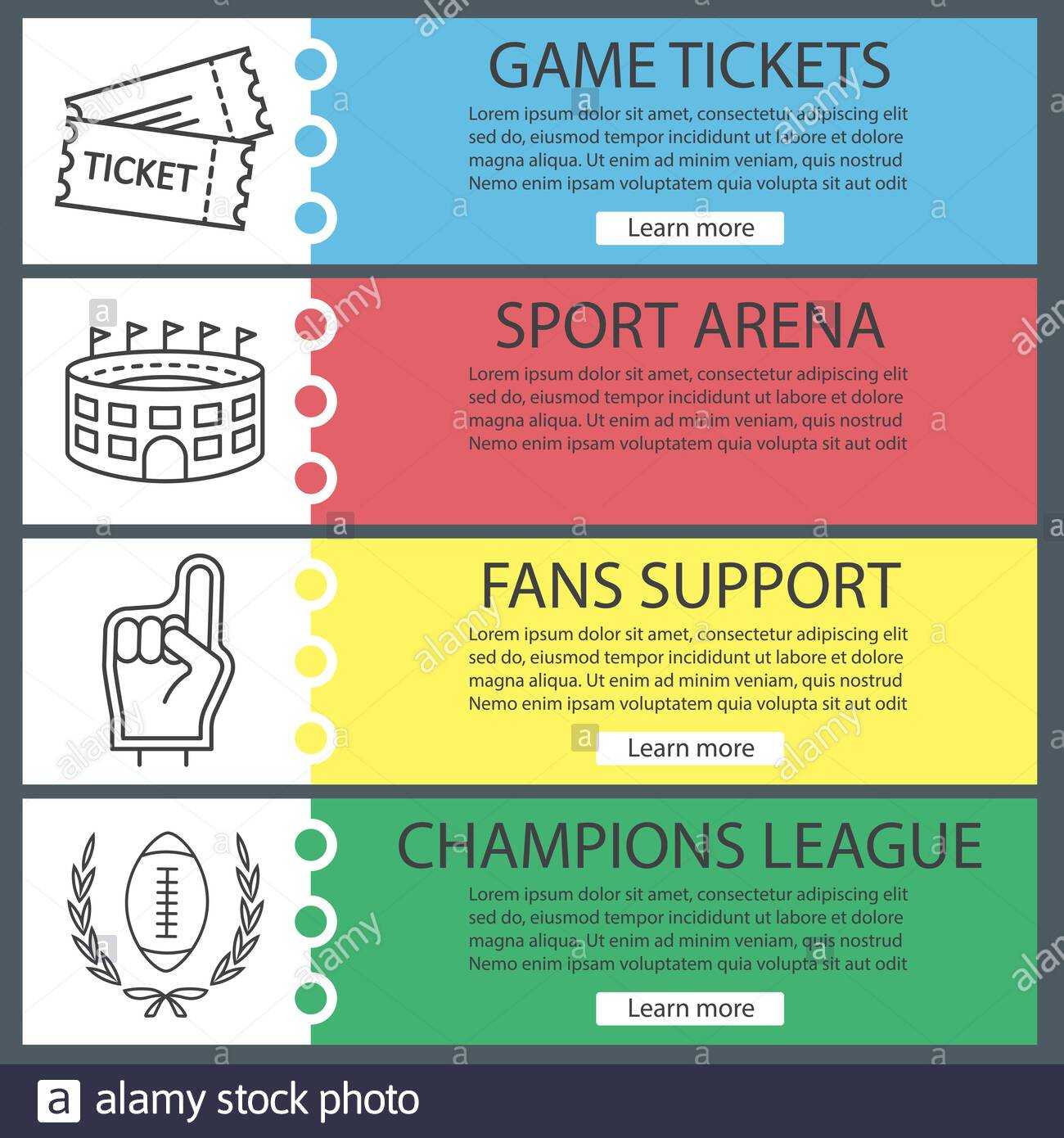 Sport Game Banner Templates Set. Tickets, Arena, Fans Foam With Football Menu Templates