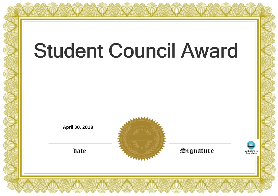 Student Council Award | Templates At Allbusinesstemplates With Free Student Certificate Templates
