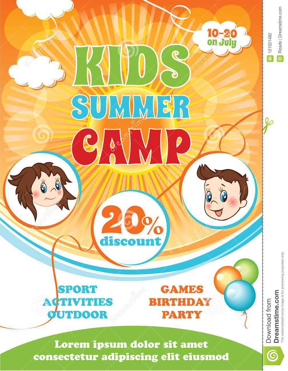 Summer Kid Camp Flyer Stock Vector. Illustration Of Intended For Free Summer Camp Flyer Template