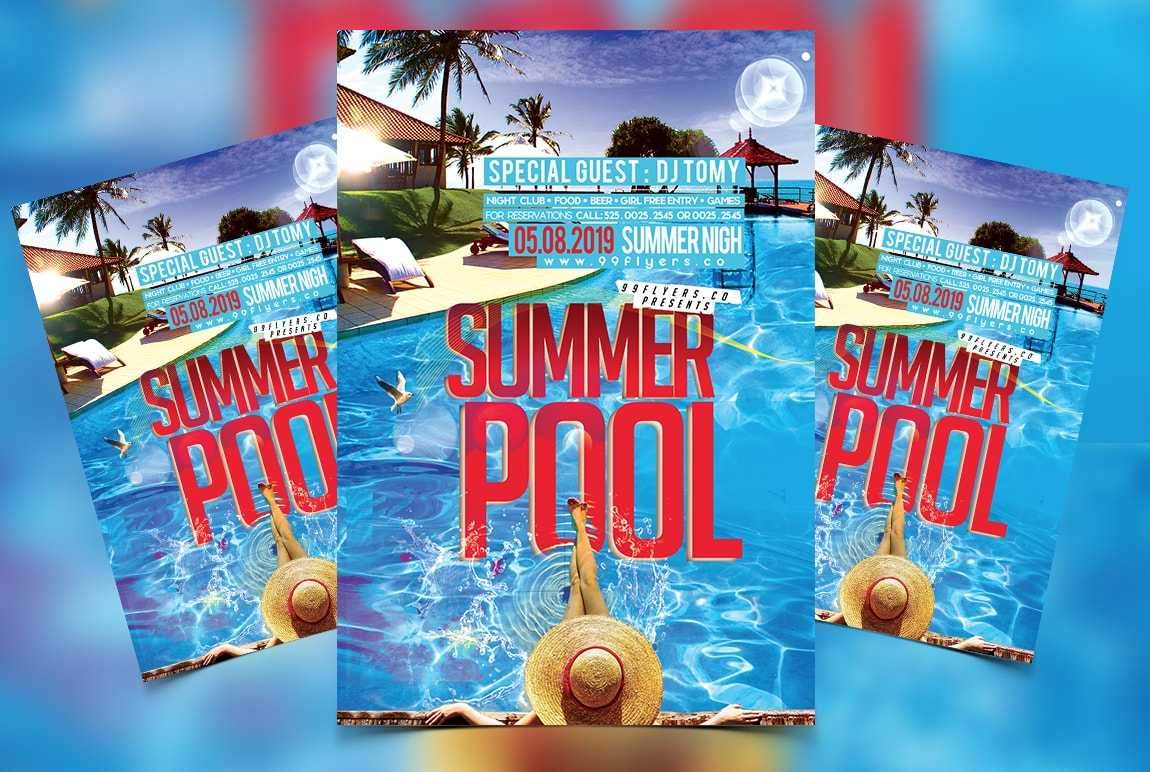 Summer Pool Party Free Psd Flyer Template – Psdflyer.co Regarding Free Pool Party Flyer Templates