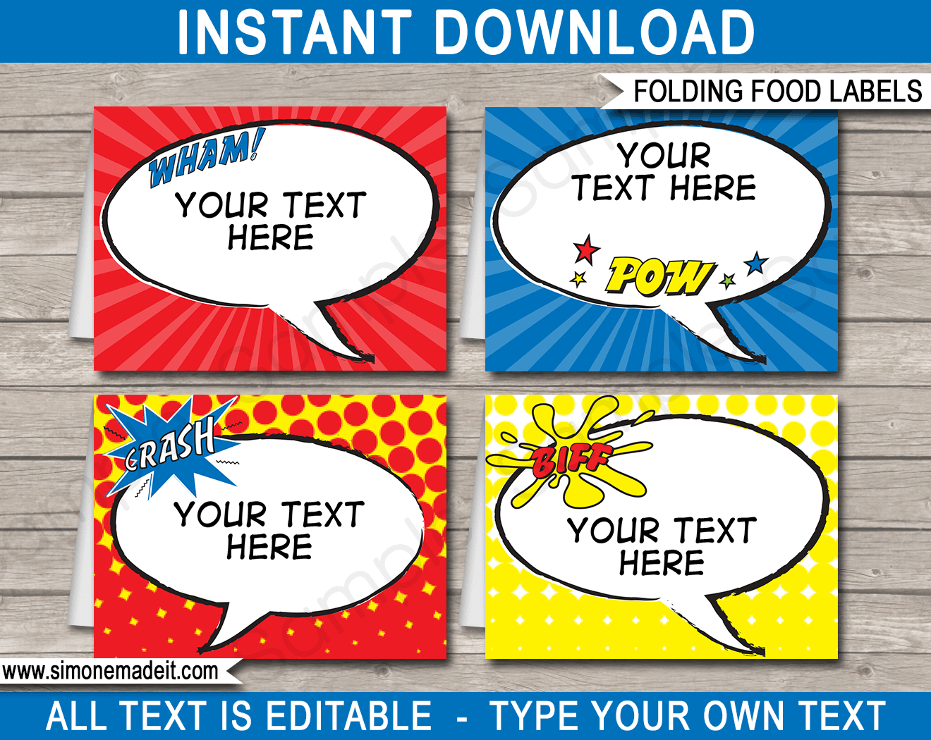 Superhero Party Food Labels Template With Regard To Food Label Template For Party