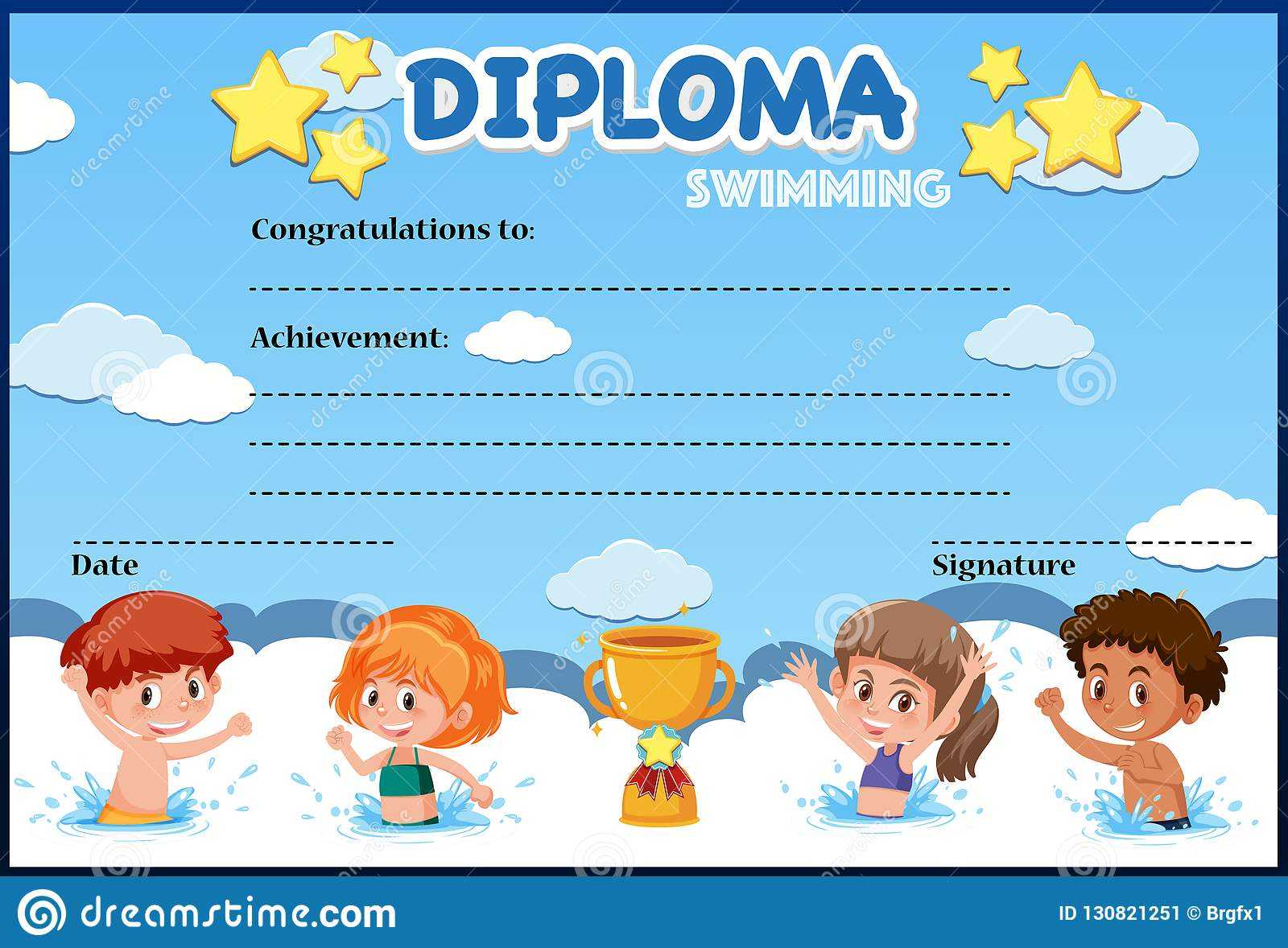 Swimming Diploma Stock Illustrations – 43 Swimming Diploma With Regard To Free Swimming Certificate Templates