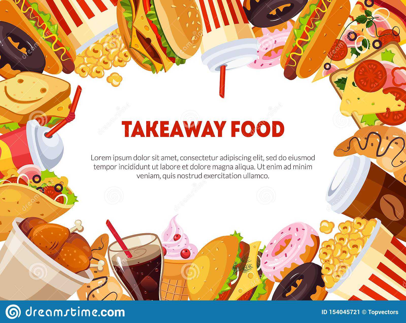 Takeaway Food Banner Template With Delicious Fast Food With Regard To Food Banner Template