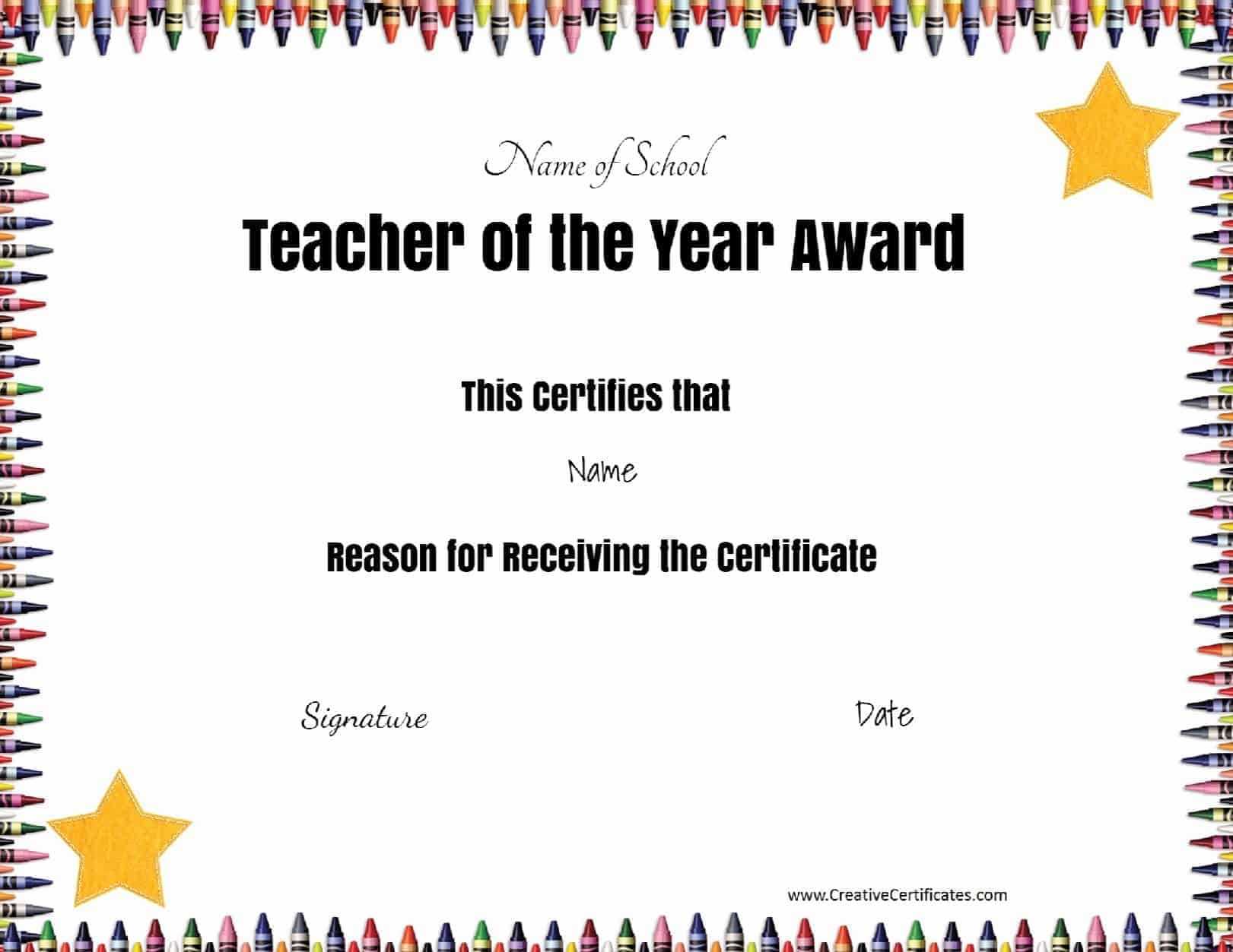 Teacher Of The Month Certificate Template – Tunu.redmini.co In Classroom Certificates Templates