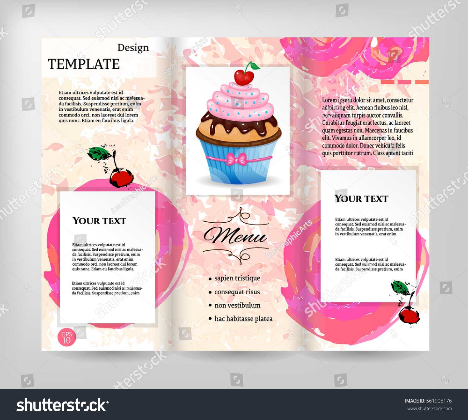 Template Design Flyer Realistic Cupcake Pink Stock Vector Throughout Cupcake Flyer Templates Free