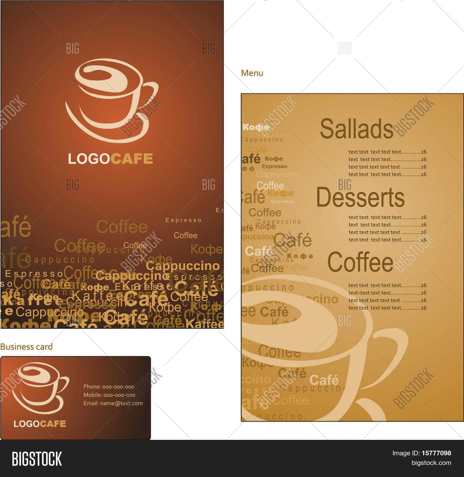 Template Designs Menu Vector & Photo (Free Trial) | Bigstock Regarding Coffee Business Card Template Free