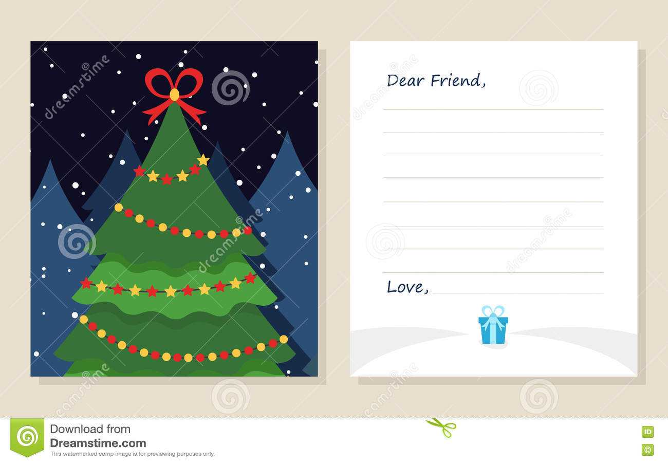 Template Greeting Card New Year`s Or Merry Christmas Letter Within Christmas Note Card Templates