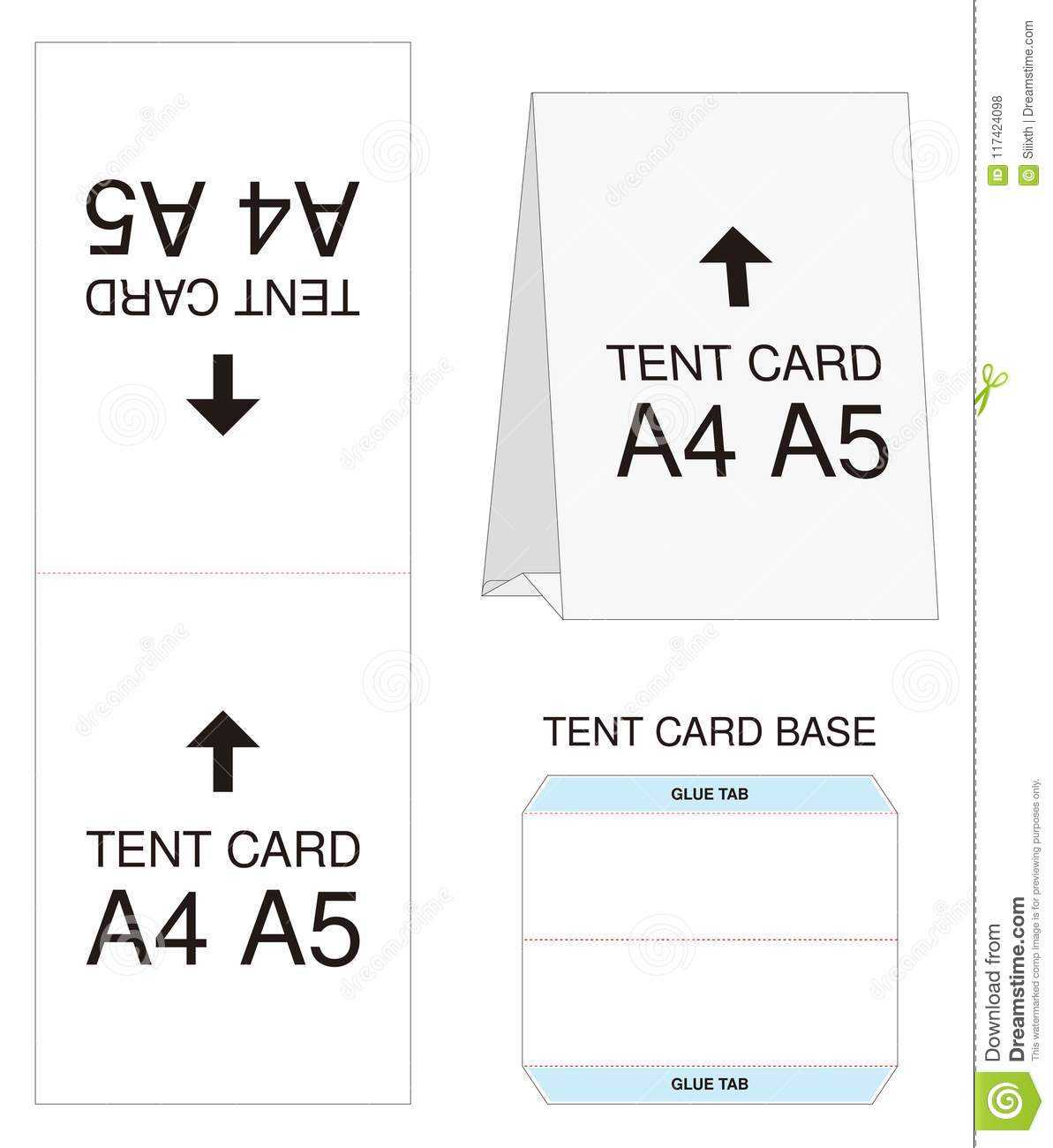 Tent Card A4 A5 Size Mock Up Die Cut Stock Vector Inside Free Tent Card Template Downloads