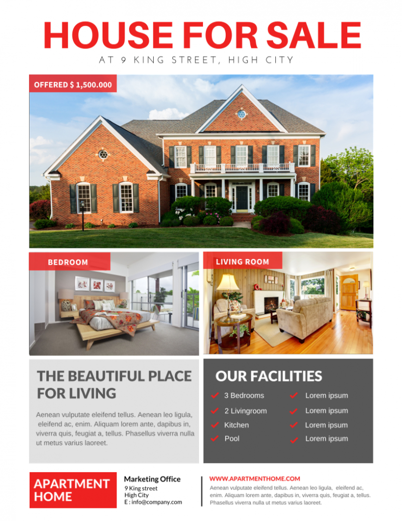 The Best Real Estate Flyer For All Realty Companies In Free Home For Sale Flyer Template