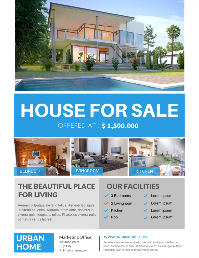 The Best Real Estate Flyer For All Realty Companies Within Free Home For Sale Flyer Template