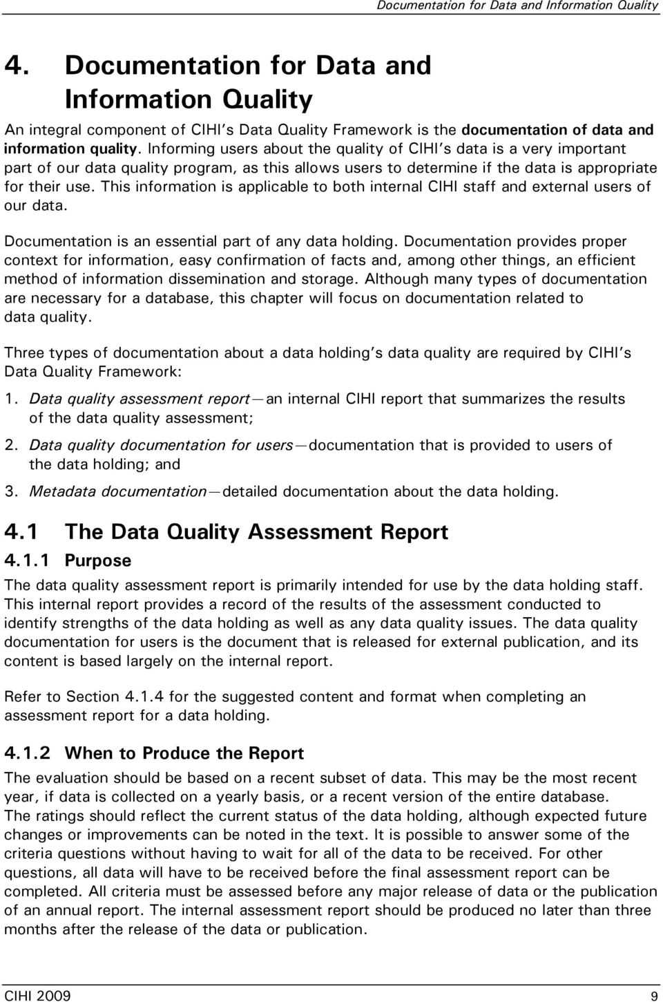 The Cihi Data Quality Framework – Pdf Free Download Within Data Quality Assessment Report Template