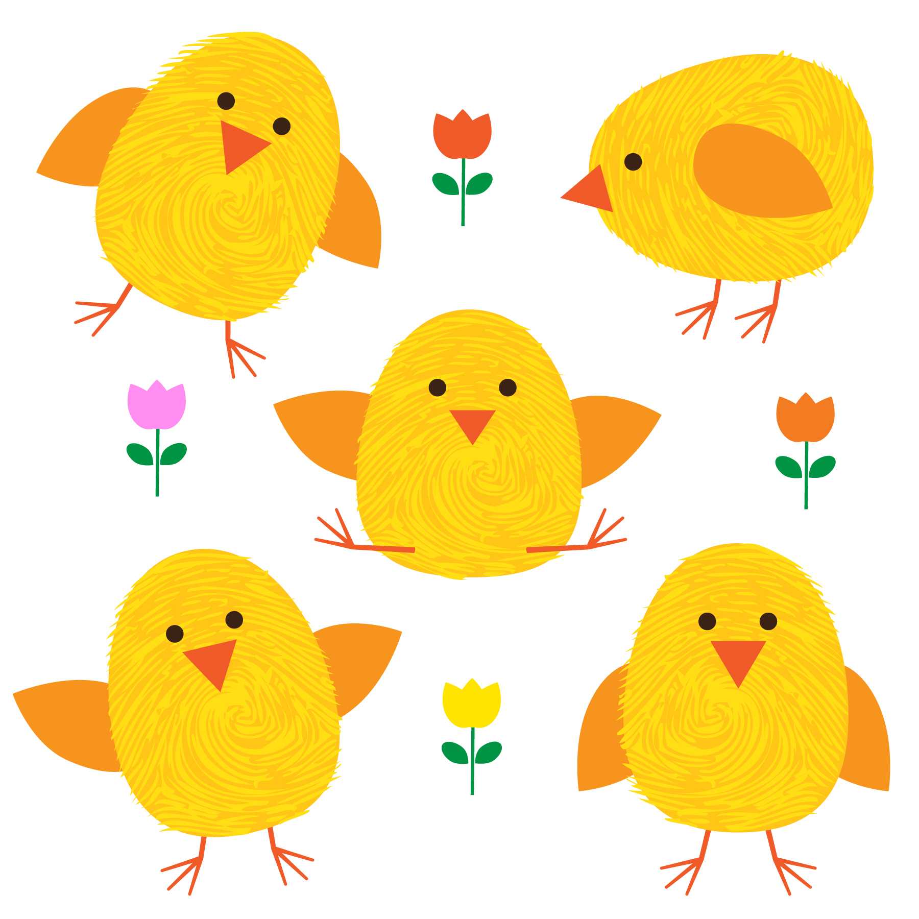 Thumbprint Easter Chicks And Flowers – Download Free Vectors With Regard To Easter Chick Card Template