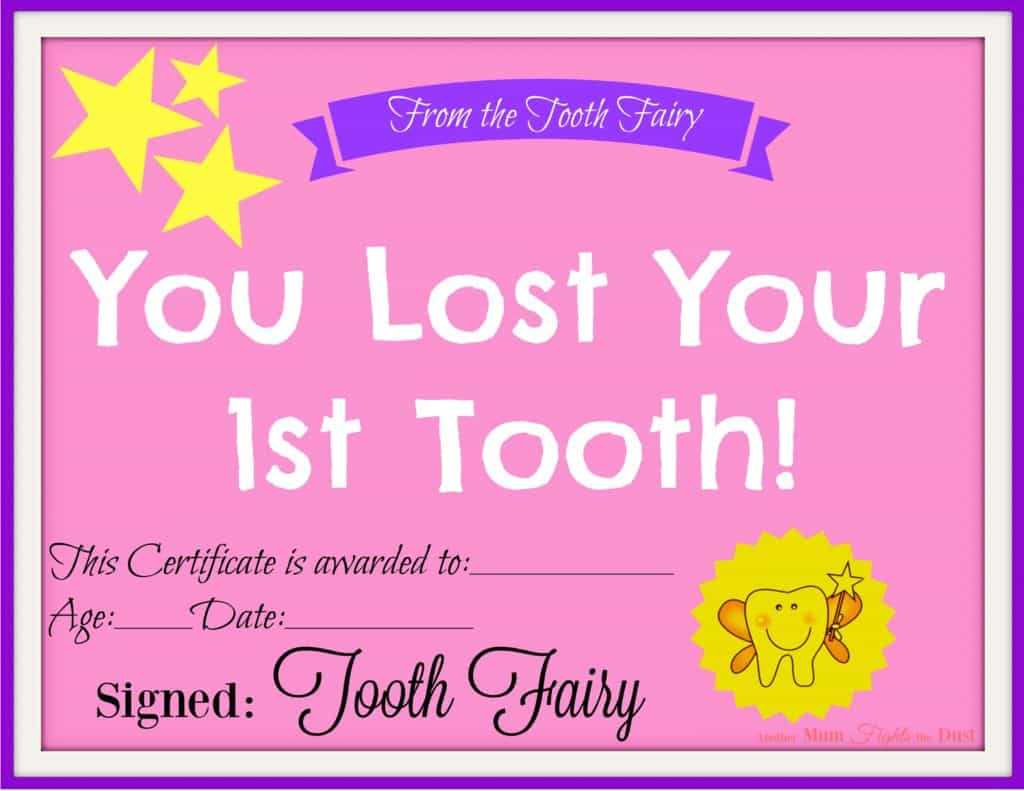 Tooth Fairy Certificate Template Free With Regard To Free Tooth Fairy Certificate Template