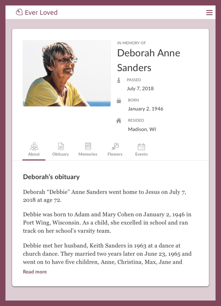 sample obituary for my sister
