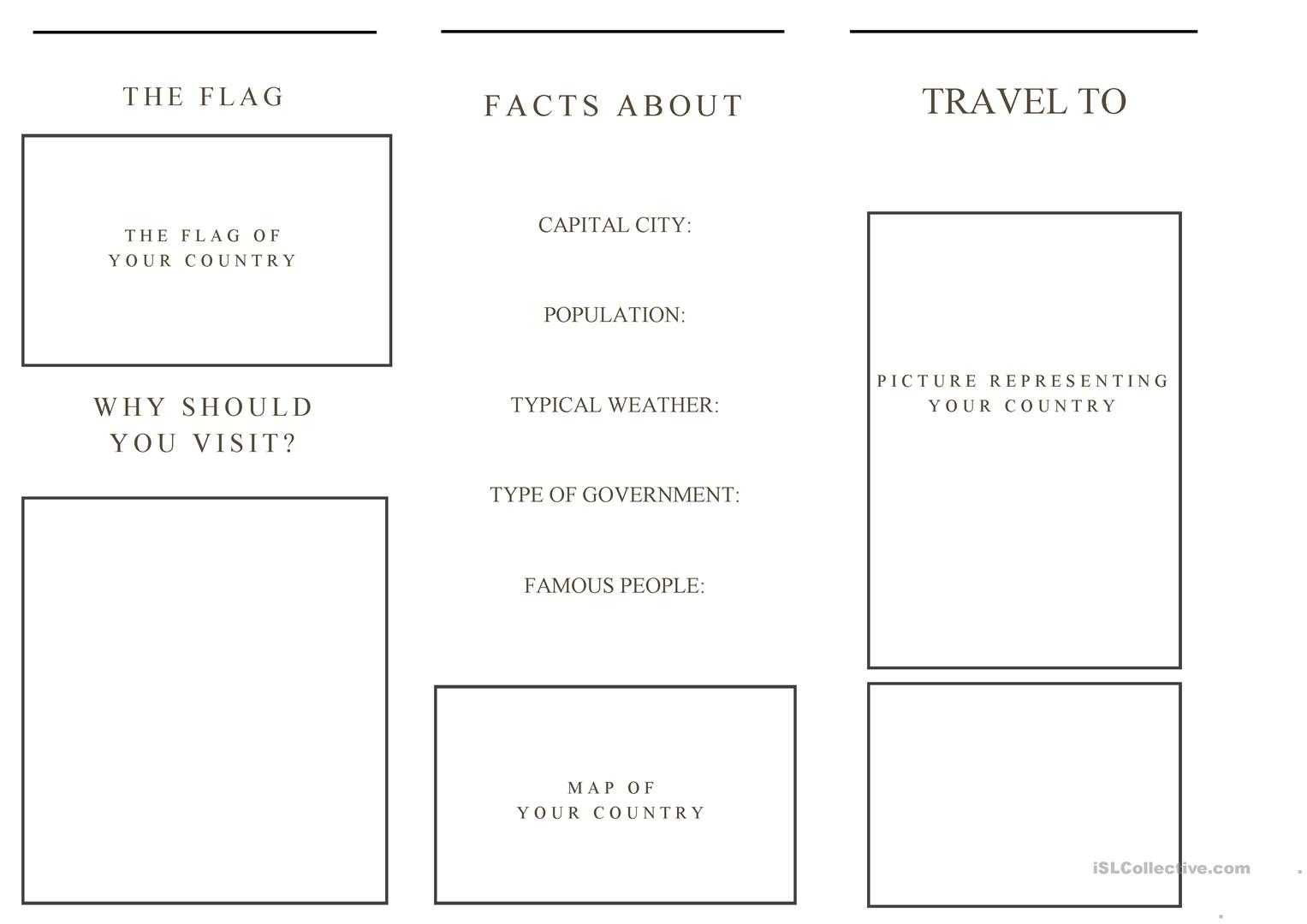 Travel Brochure Template And Example Brochure - English Esl Pertaining To Country Brochure Template