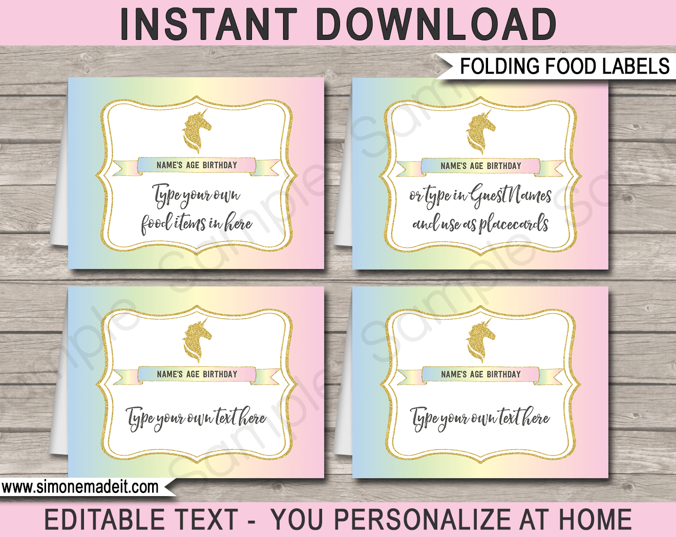Unicorn Food Labels Template With Food Label Template For Party