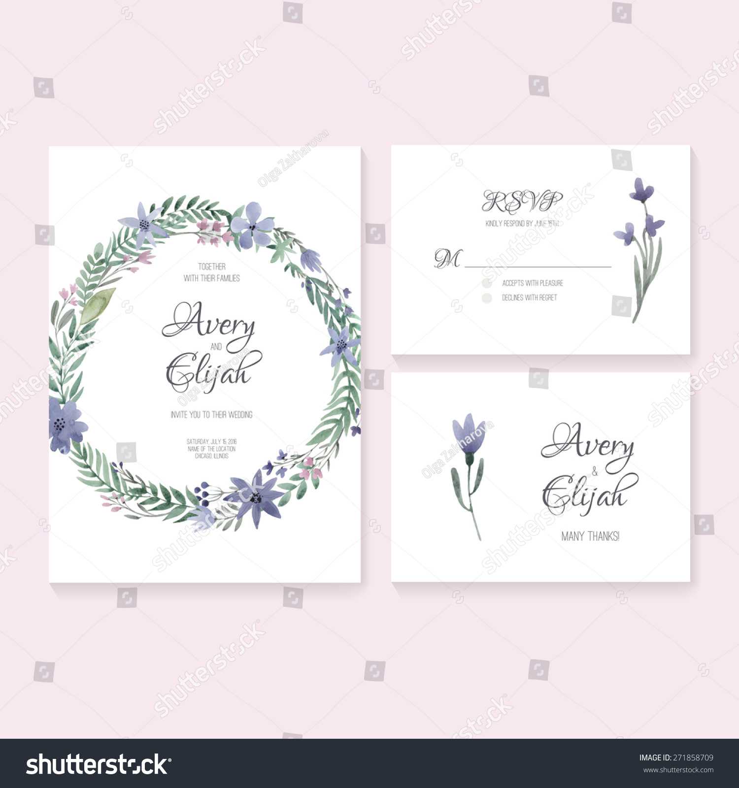 Unique Gentle Vector Wedding Cards Template Stock Vector For Free Wedding Rsvp Postcard Template