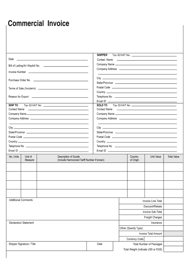 Ups Invoice Form – Colona.rsd7 Intended For Customs Commercial Invoice Template