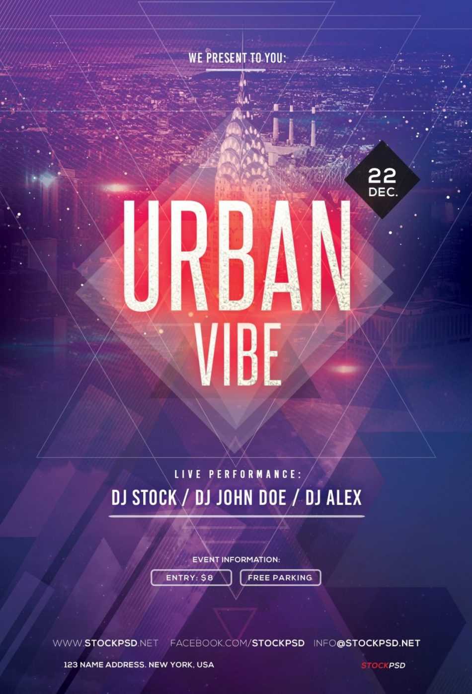 Urban Vibe – Free Psd Party Flyer Template – Psdflyer.co For Free Birthday Flyer Templates