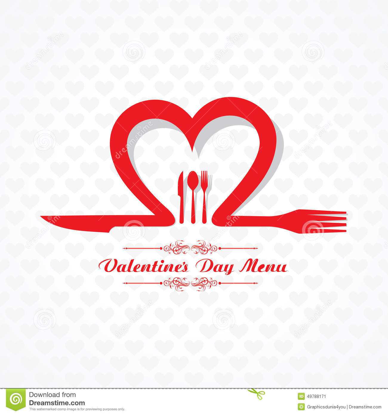 Valentine Day Restaurant Menu Card Design. Stock Vector Intended For Free Valentine Menu Templates
