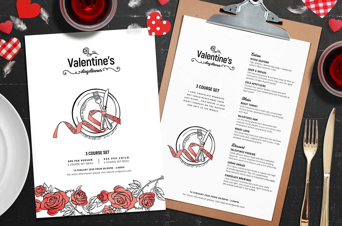 Valentine's Day Menu Template In Psd, Ai & Vector For Free Valentine Menu Templates